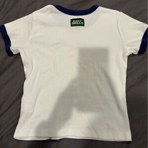 Daily Drills Ribbed Baby Tee - Navy and White, size XS/S